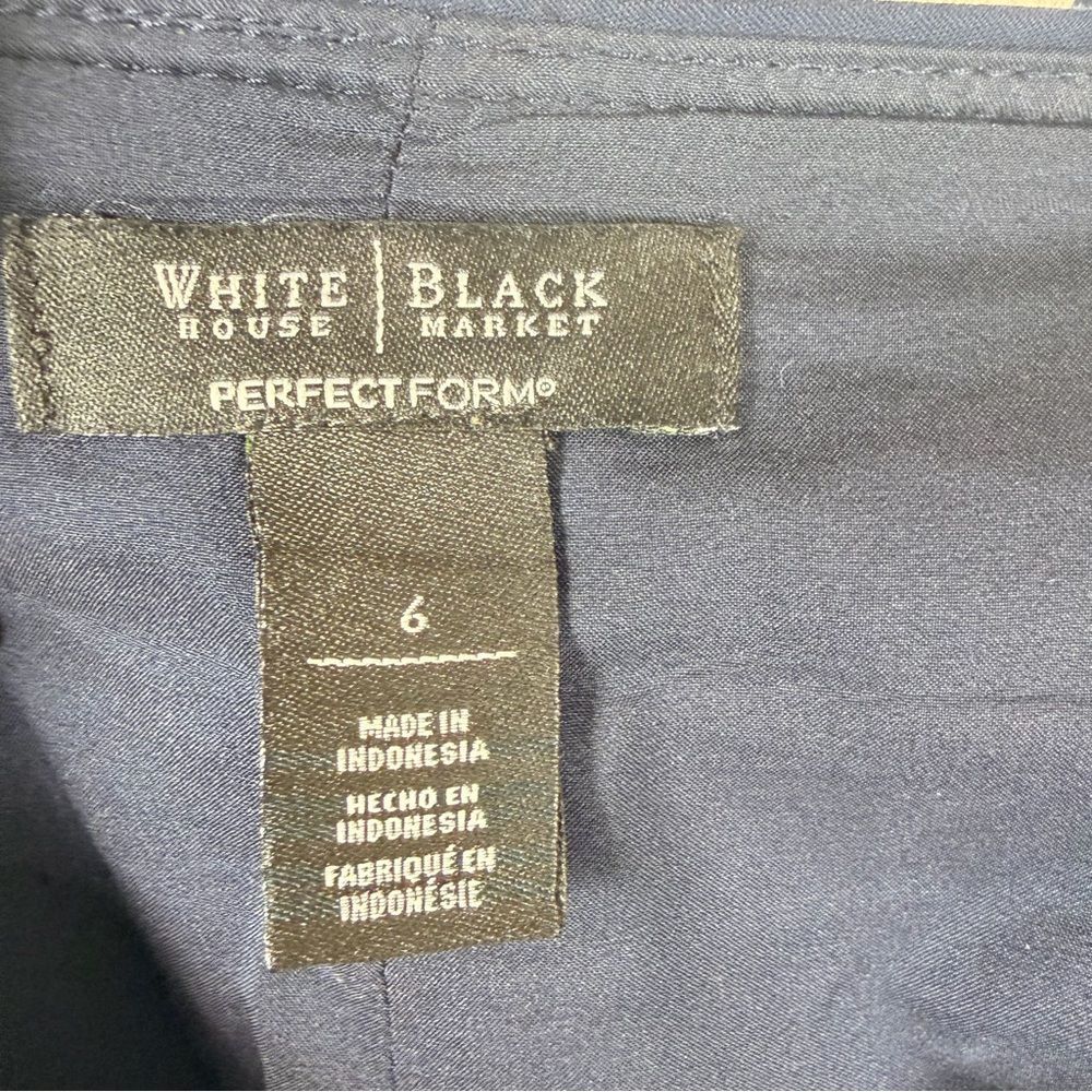 White House Black Market Perfect Form Navy Pencil Skirt Size 6 Stretch Fit Slit - Picture 11 of 11